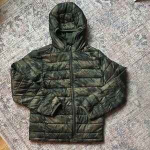 Kids Green Camouflage Puffer Jacket